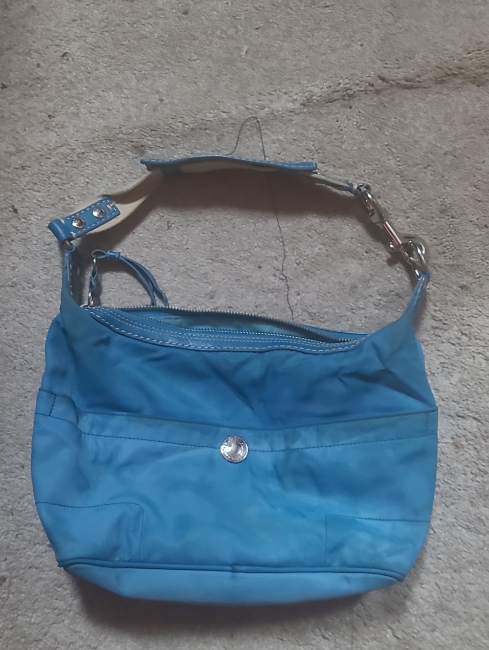 Vintage Y2K Coach Hampton Light Blue Satin Mini Hobo